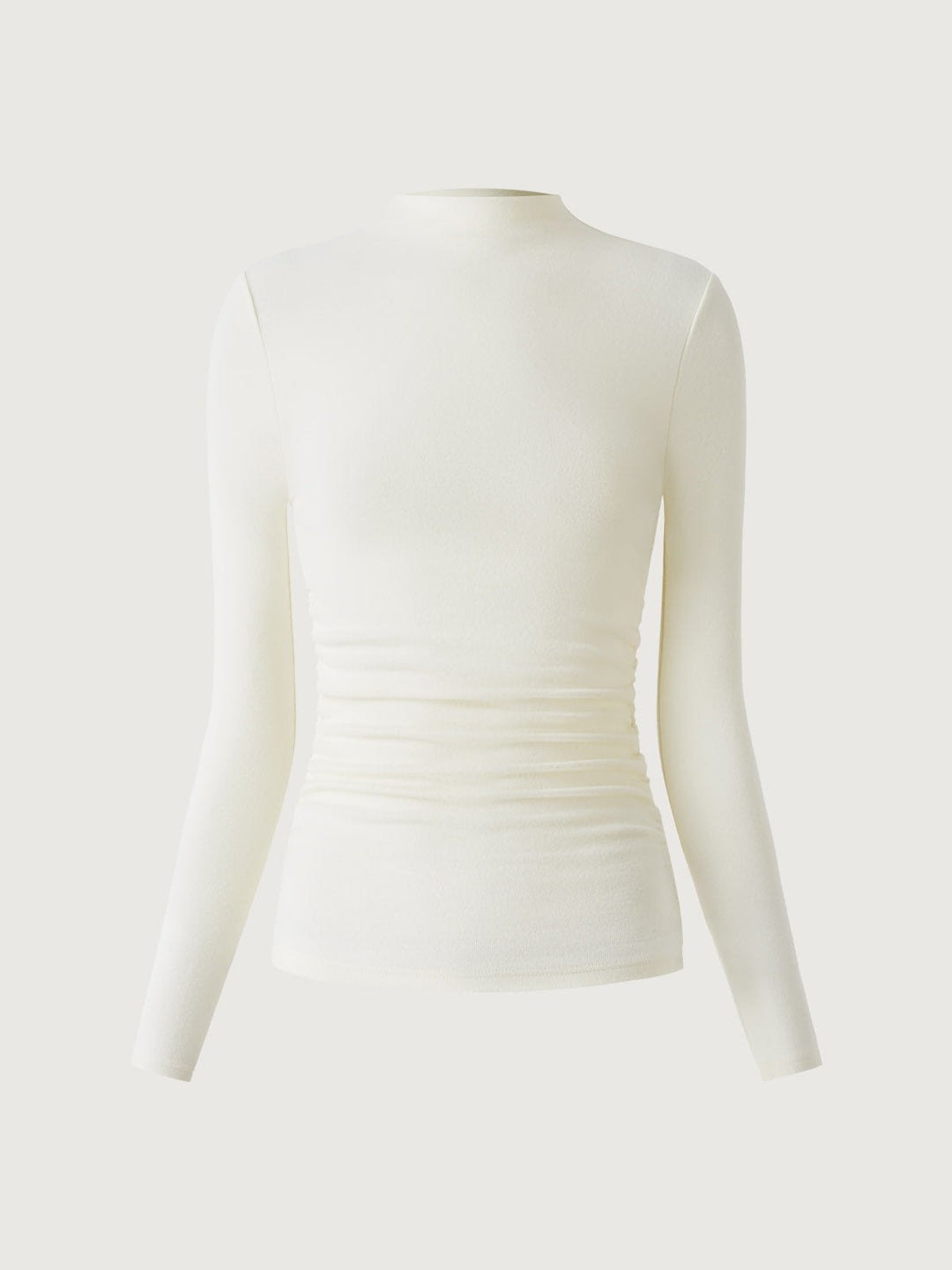 Thermal Ruched Sides Tuckable Mockneck Top