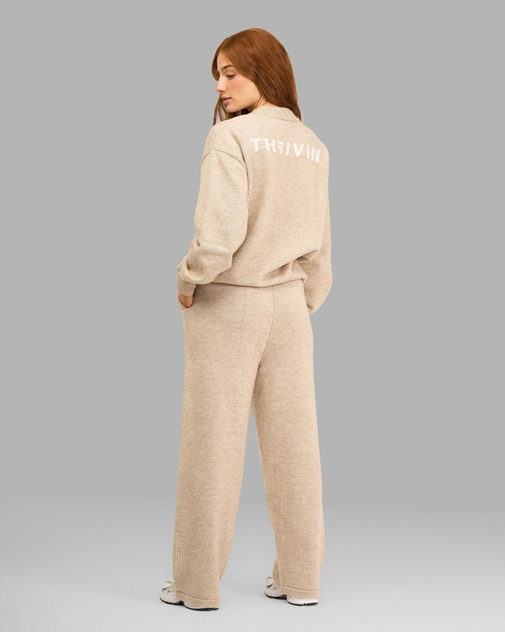 Essential Knitted Wide Leg Trouser | Oat