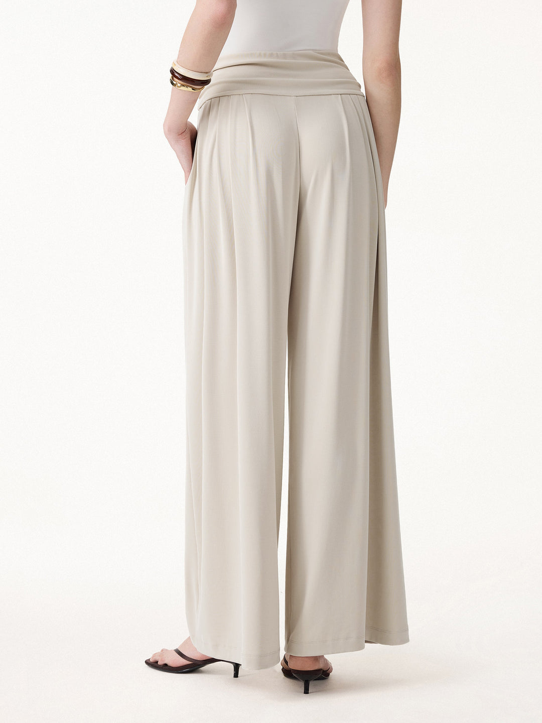 2Pcs Set Halter Neck Bra Tank & Tucked Pant with Pockets
