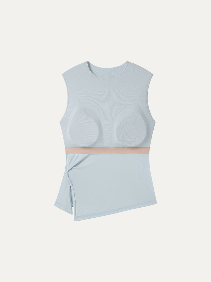 CoolTouch Round Neck Twisted Bra Tank with Slit