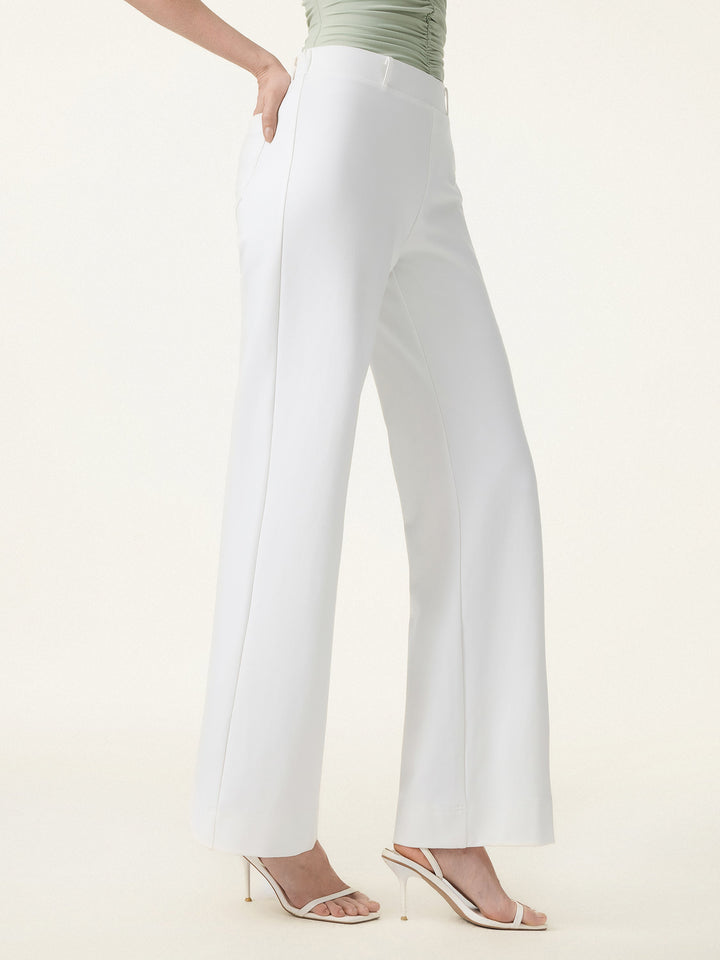 Not-See-Thru Drapey Mid Rise Wide Leg Pull-on Pant with Pockets