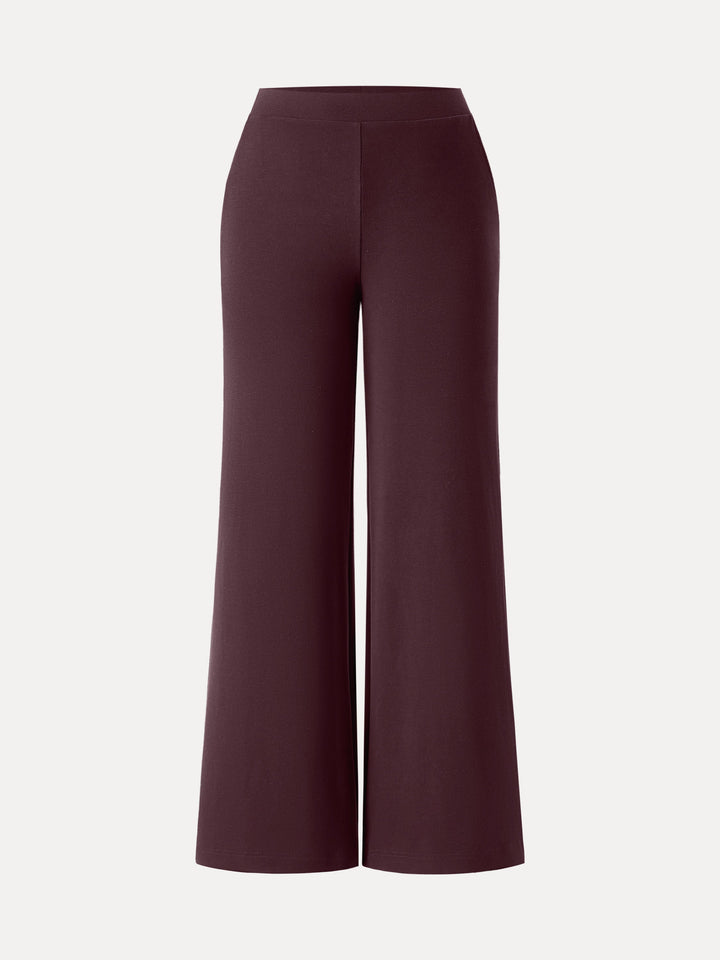 Lyocell Wool Mid Rise Wide Leg Pull-on Pant with Pockets