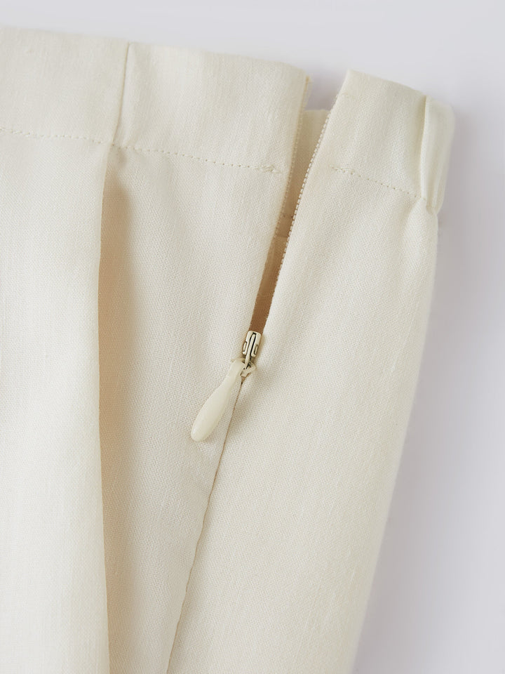 2Pcs Set Boatneck Waist-Defined Top & Pintuck Wide Leg Pant
