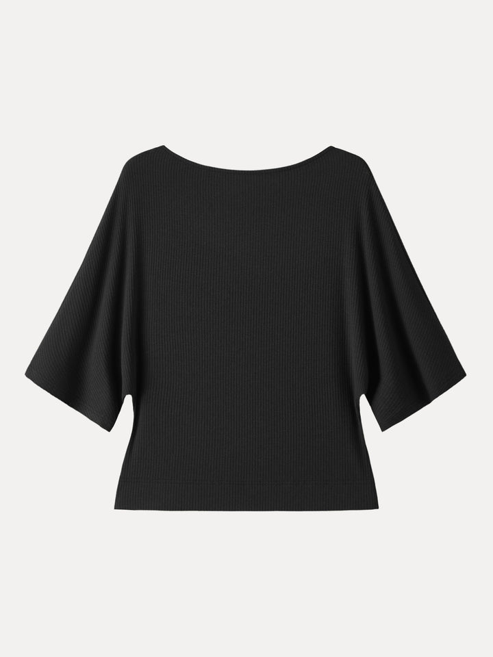 Soft Ribbed Boatneck Relaxed Top