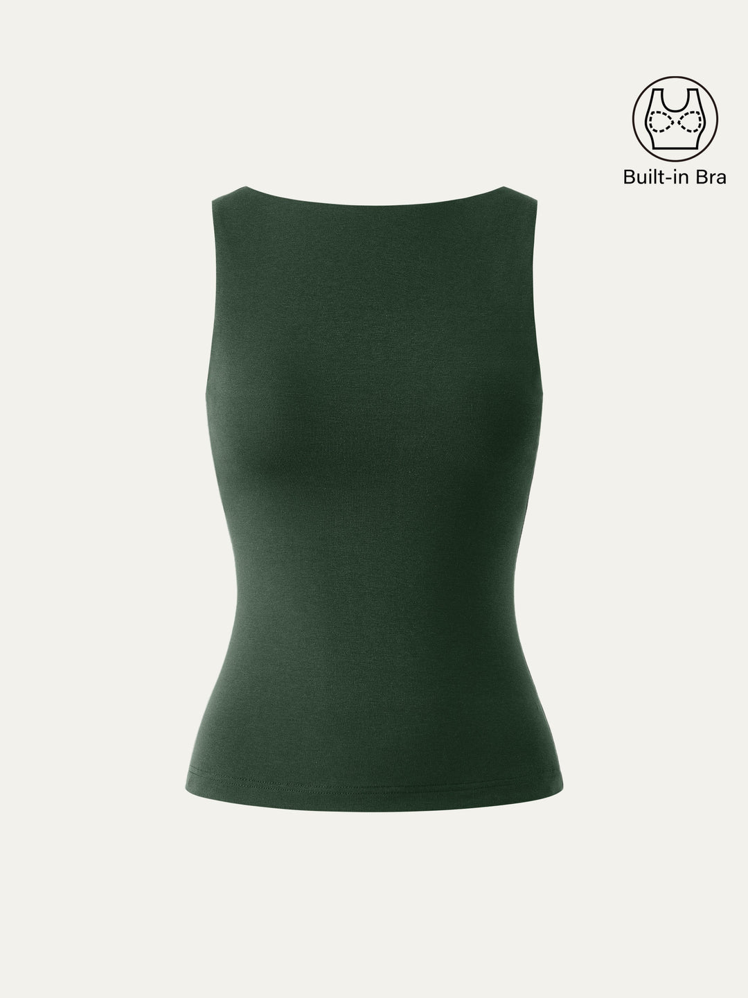 Stretch Cotton Boatneck Bra Tank