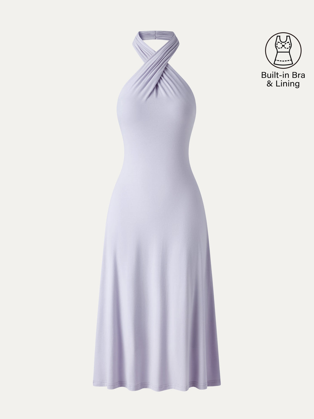 CoolTouch Criss-Cross Halter Open-Back Midi Bra Dress