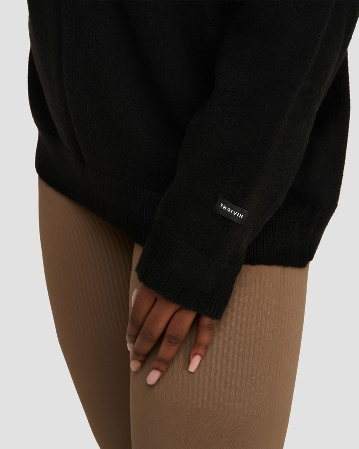 The Essential Collection Off The Shoulder Wool Blend Sweater | Night Black