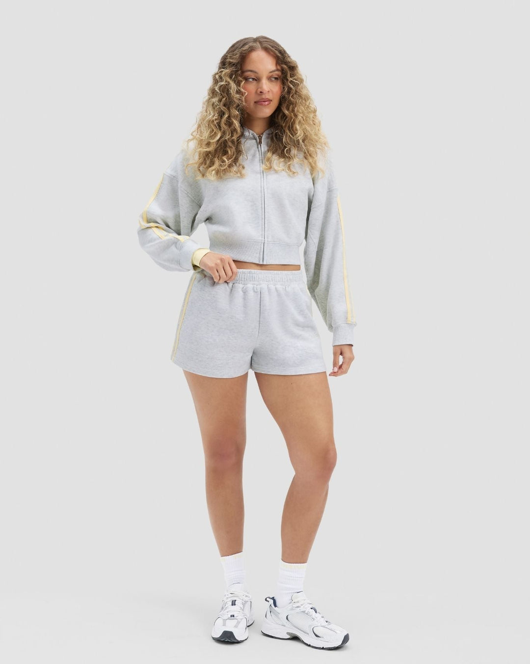 Essential Jersey Stripe Zip Up Jacket | Marl