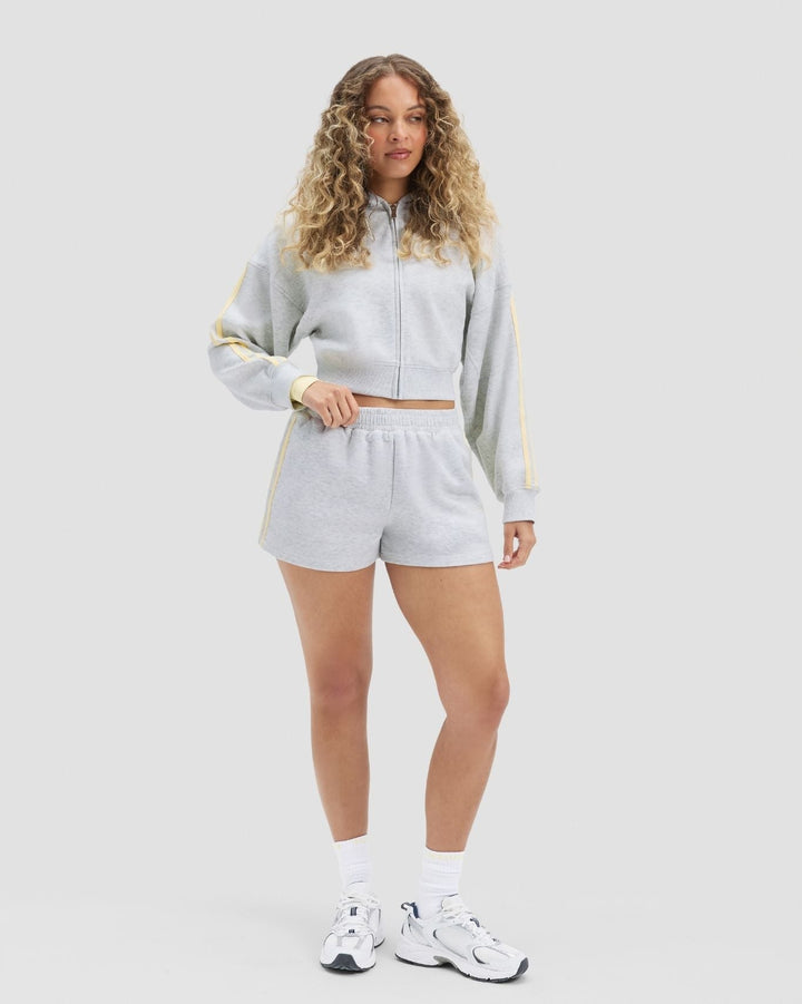 Essential Jersey Stripe Zip Up Jacket | Marl