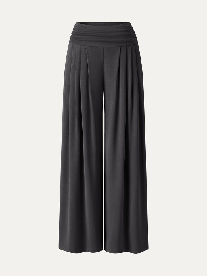 Sandwashed Super Flowy Tucked Palazzo Pant with Pockets
