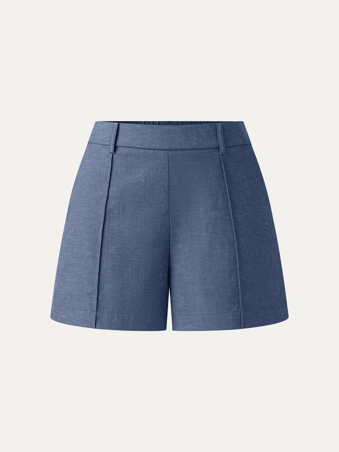 Linen-Like Mid Rise Pintuck Shorts with Pockets