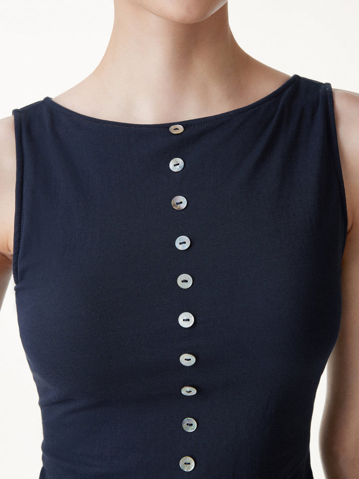 Cotton-Linen Boatneck Cropped Bra Top
