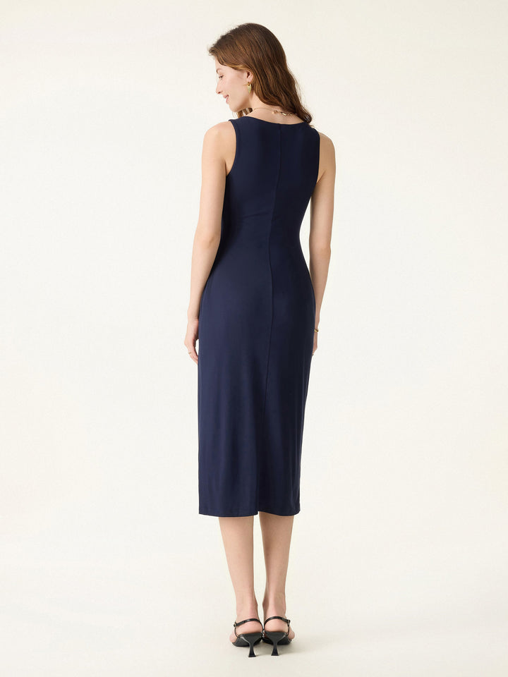 Back Smoothing Bandless Square Neck Midi Bra Dress