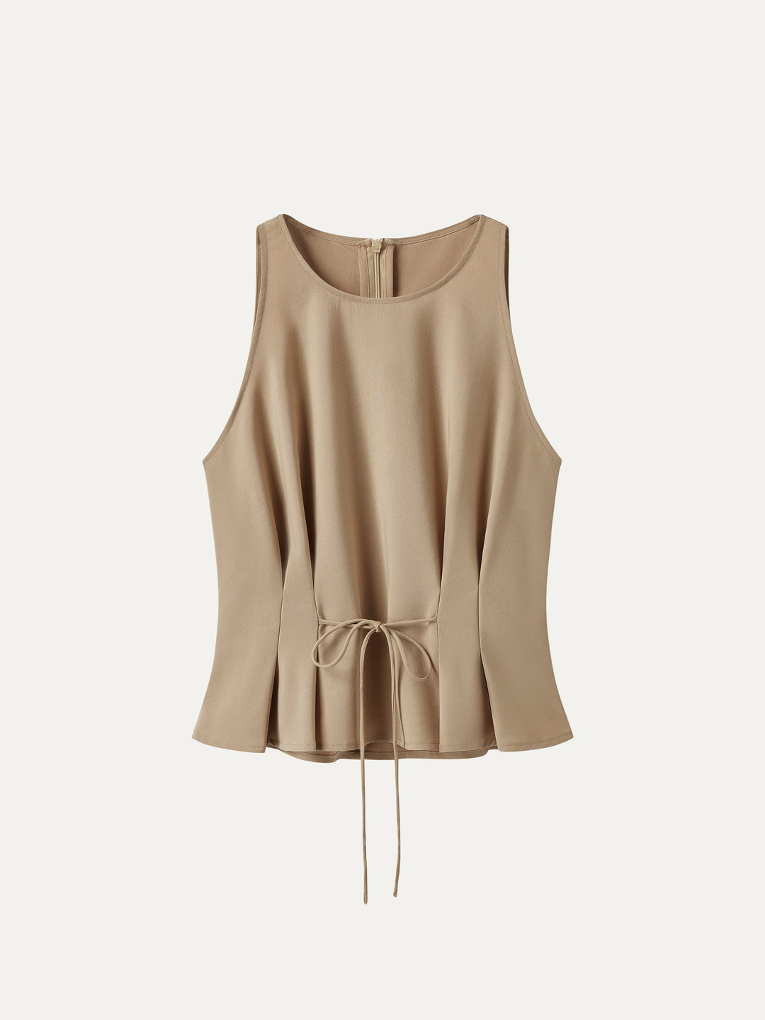 Summer Linen Pleated Self-Tie Top