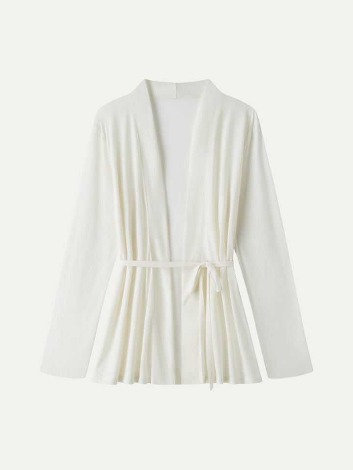 Airy Soft Open Front Cardigan with Tie