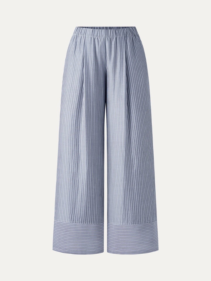 Summer Poplin High-Rise Wide Leg Pants with Pockets