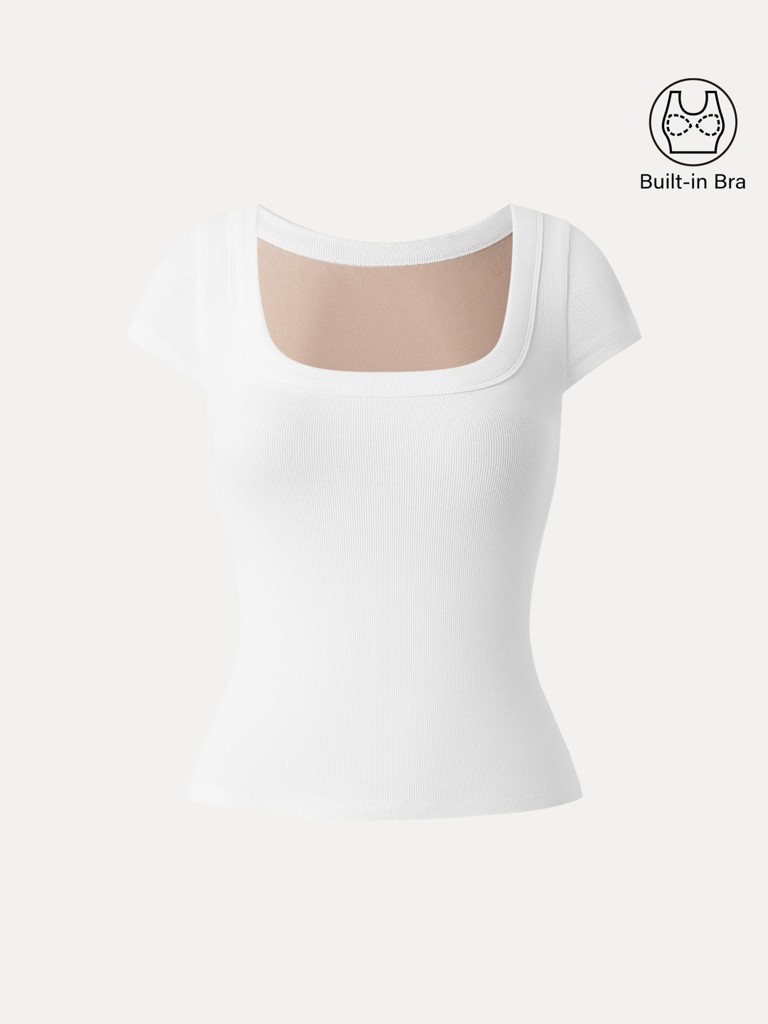Stretch Cotton Square Neck Cap Sleeve Bra Top