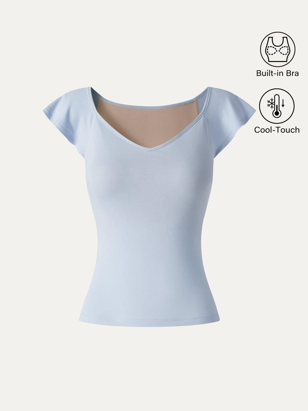 Matte Smooth Diamond Neck Flutter Sleeve Bra Top