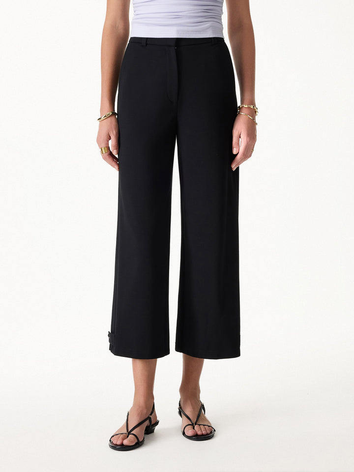Ponte High-Rise Cropped Wide-Leg Pants with Pockets