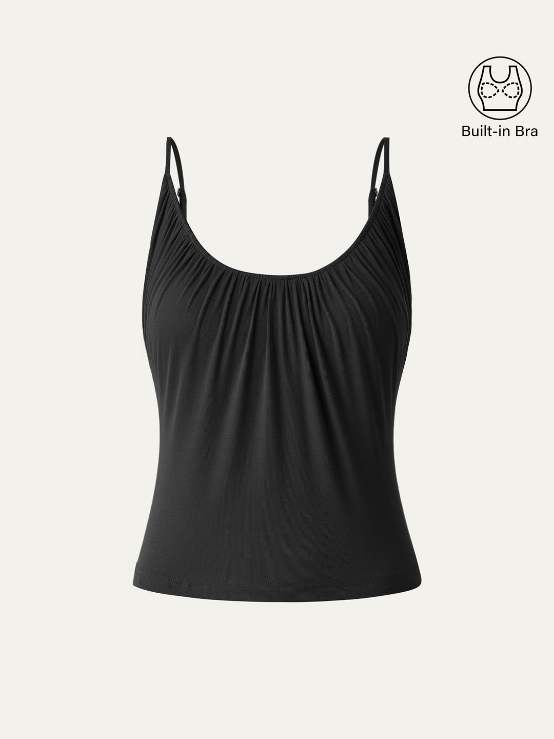 Scoop Neck Gathered Spaghetti Bra Tank