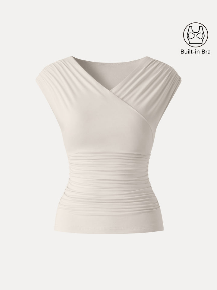 SkinKiss Surplice V-Neck Ruching Bra Top