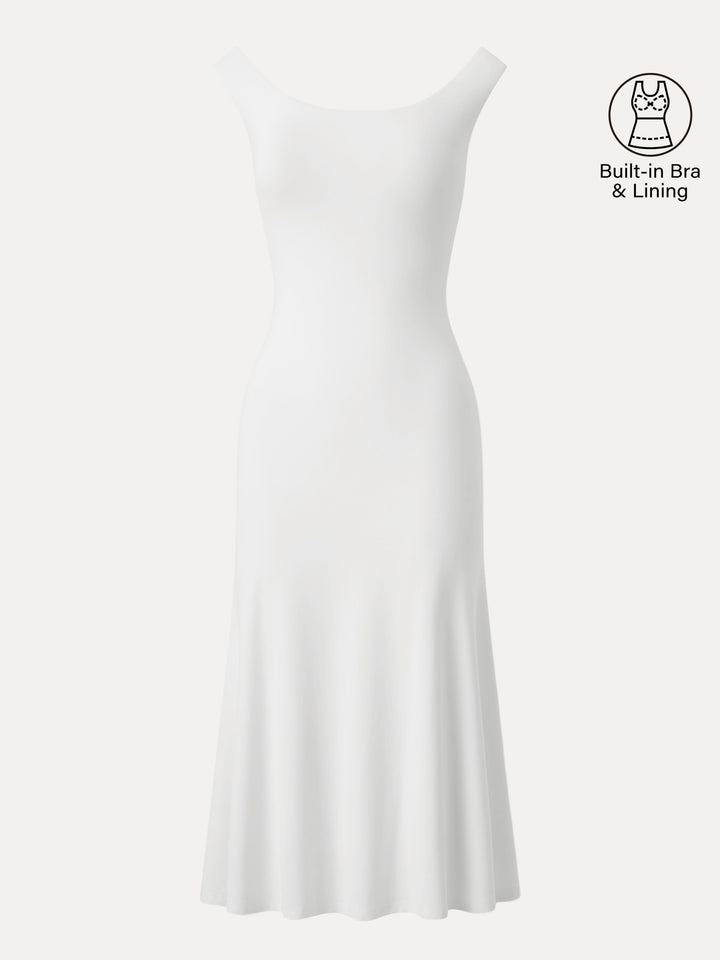 Scoop Neck Midi Low Back Bra Dress