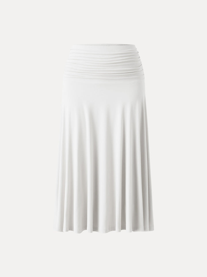 Flowy Side Ruched A-line Midi Skirt