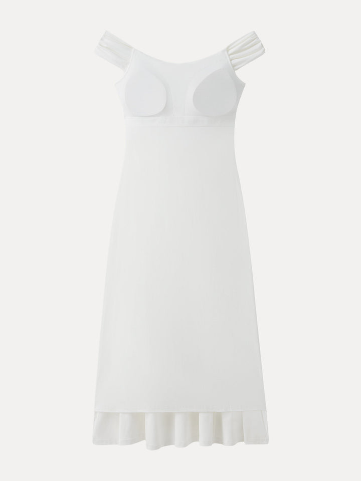 Flowy Criss Cross Off-shoulder Midi Bra Dress