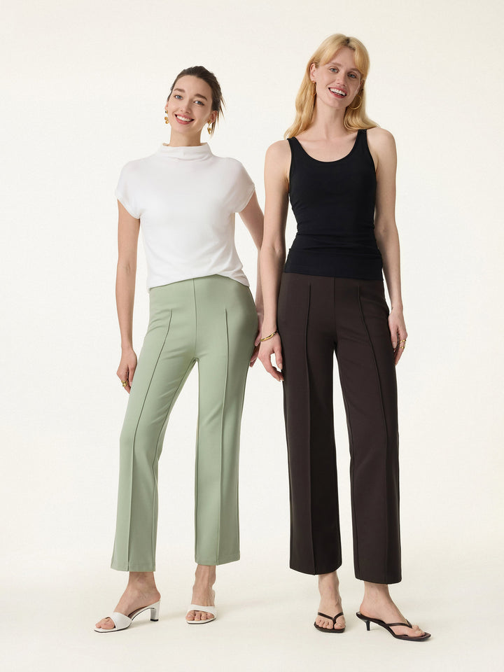Wrinkle-Resistant High Rise Cropped Flare Leg Travel Pant