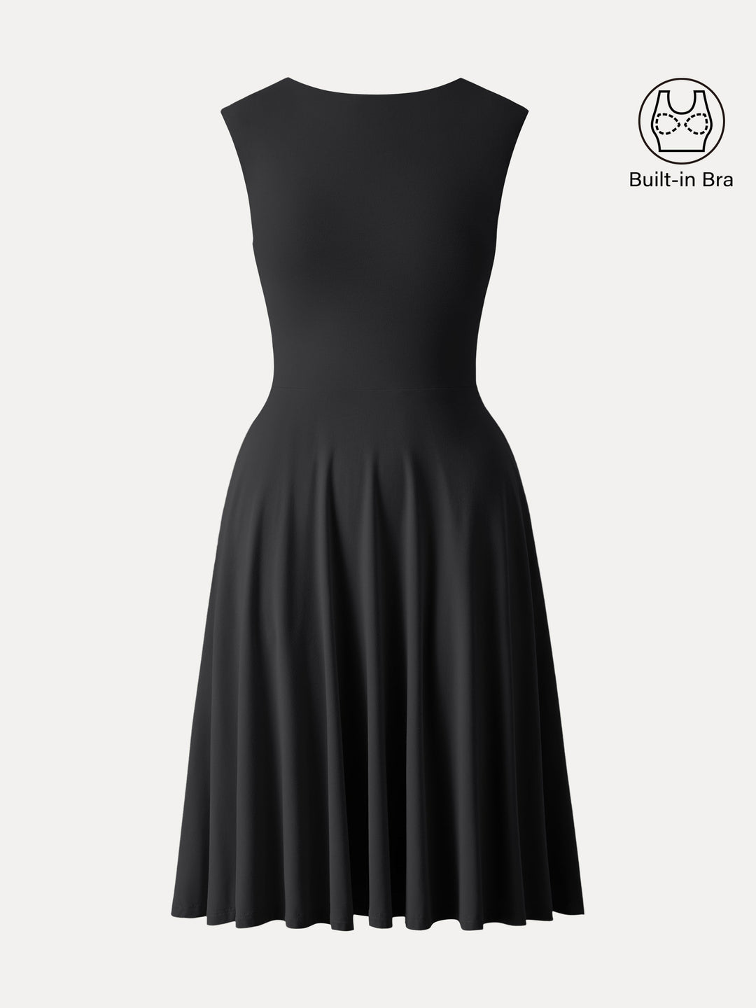 SkinKiss Boatneck Wide Shoulder Bra Dress with Pockets