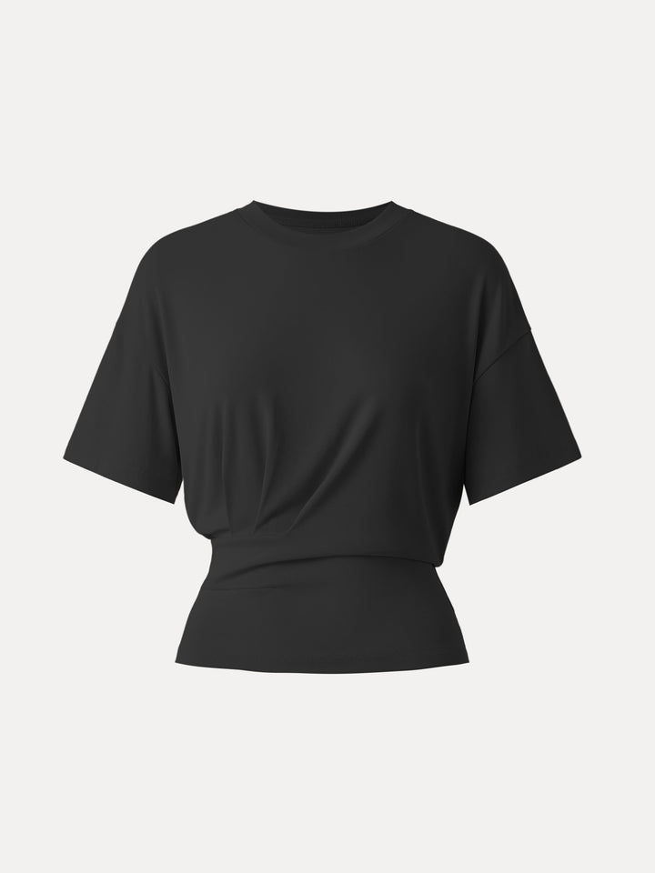 Crewneck Short Sleeve Tucked Tee