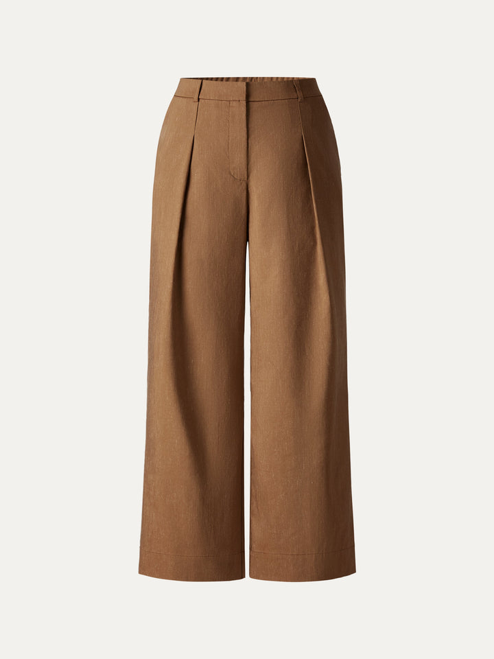Linen Cropped Wide Leg Pants