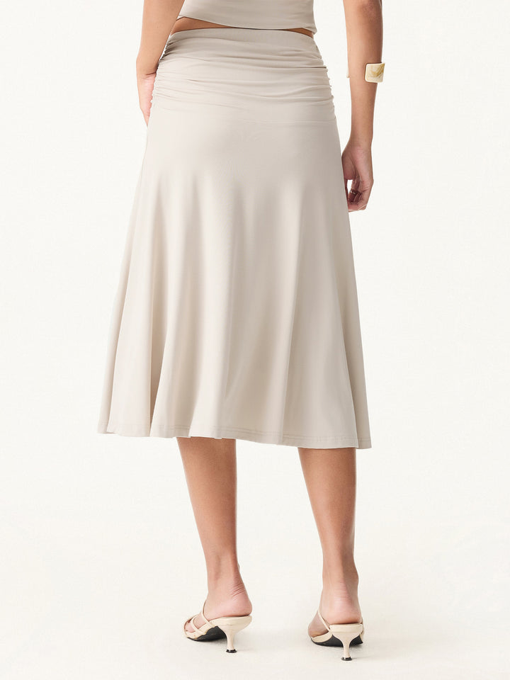 2Pcs Set Multi-wear Bra Top & Side Ruched A-line Midi Skirt