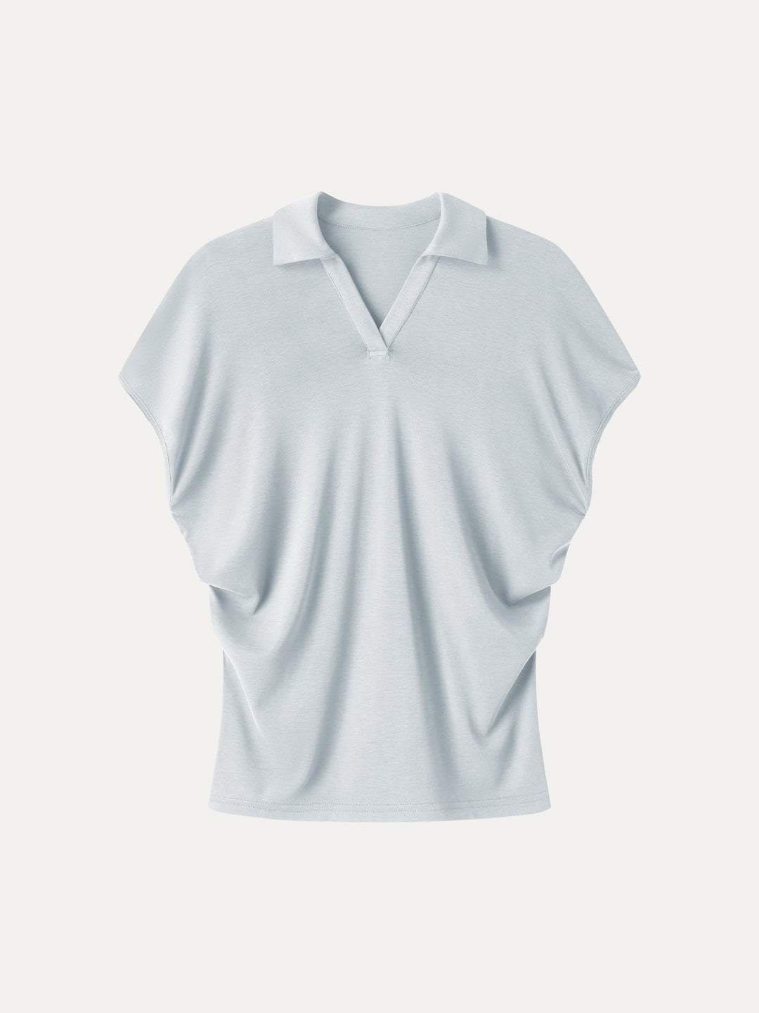 Sandwashed Modal Polo Neck Cap Sleeve Top