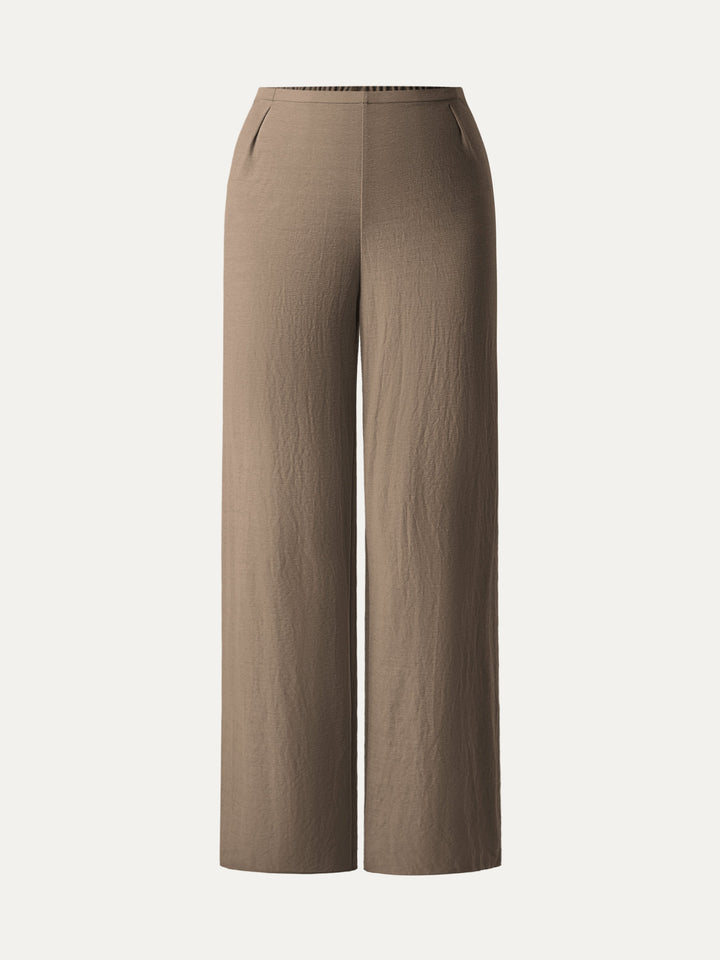 Breathable Cotton-linen Mid Rise Straight Leg Pant