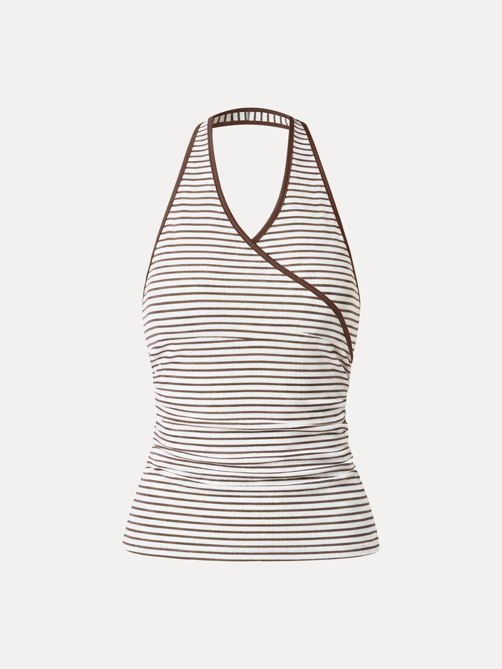 Striped Halter Neck Tank Top