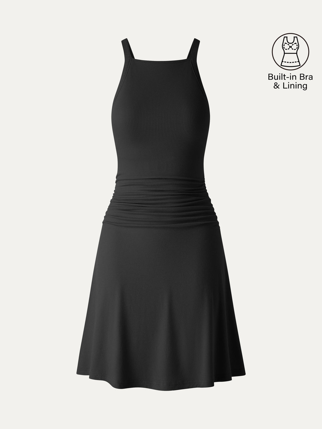 CoolTouch Square Neck Ruched Mini Bra Dress