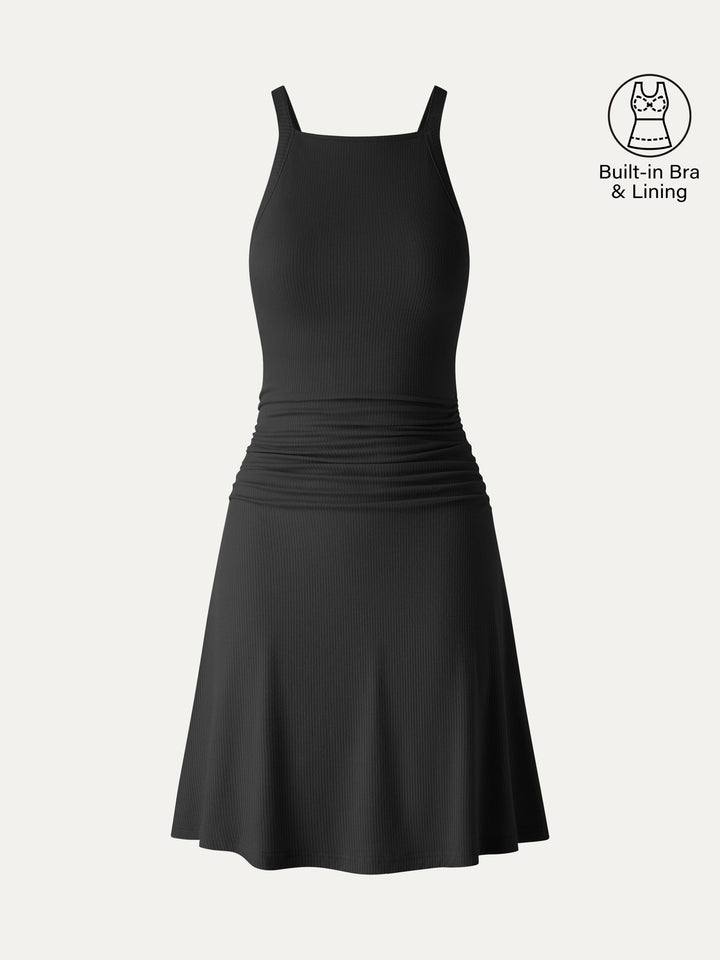 CoolTouch Square Neck Ruched Mini Bra Dress