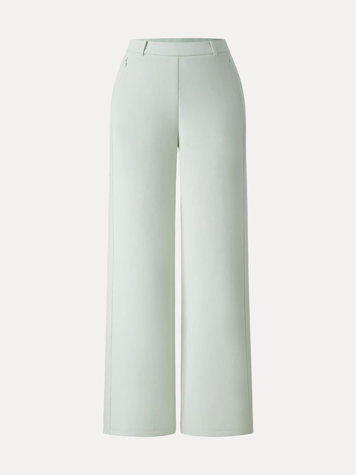 Stretch Cotton Blend Slimming High Rise Wide Leg Pant