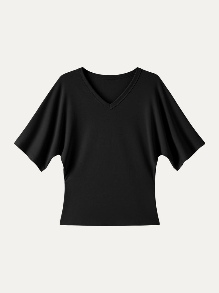 Viscose Cotton V-Neck Waist-Defining Summer Tee