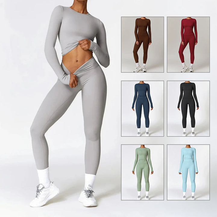Women's Tracksuit Set - Gym Top & High Waist Leggings Yoga Outfit