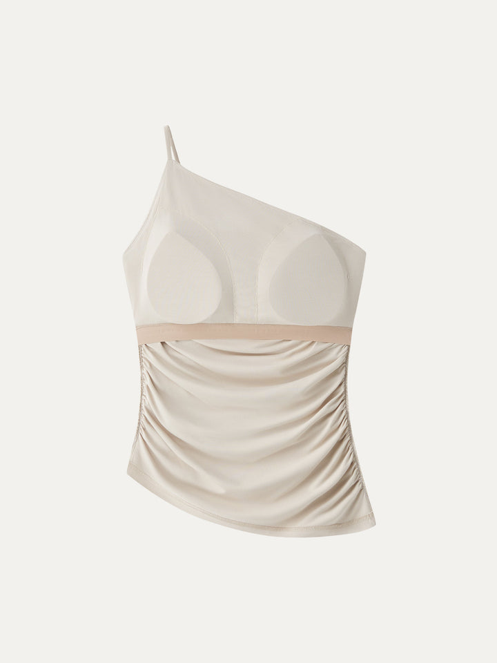 SkinKiss Ruched One Shoulder Asymmetrical Bra Top