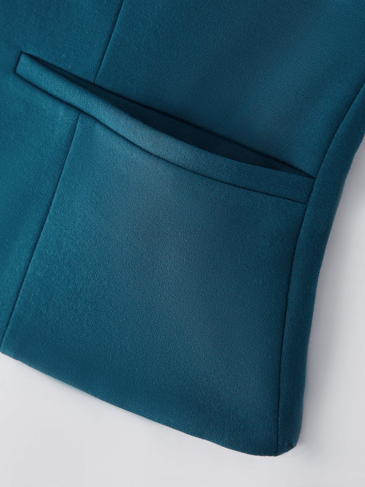 Stretch Ponte Square Neck Cropped Waistcoat with Pockets