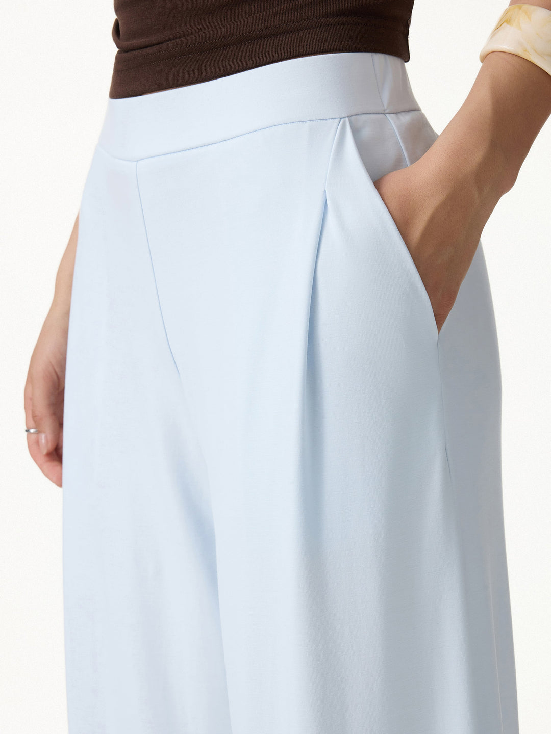 2Pcs Set Spaghetti Bra Top & Wide Leg Pants with Pockets