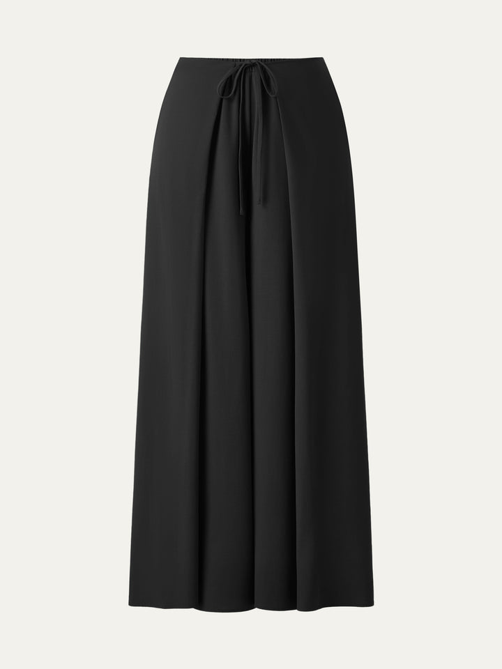 Bamboo Ponte Wrap-tie Palazzo Pant with Pockets