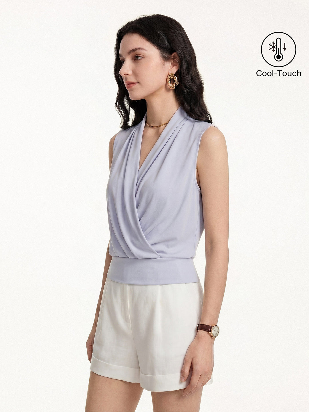 Matte Smooth Smooth Surplice Sleeveless Top