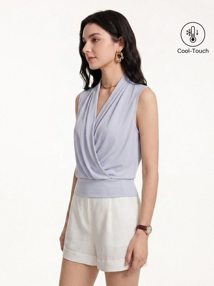 Matte Smooth Smooth Surplice Sleeveless Top
