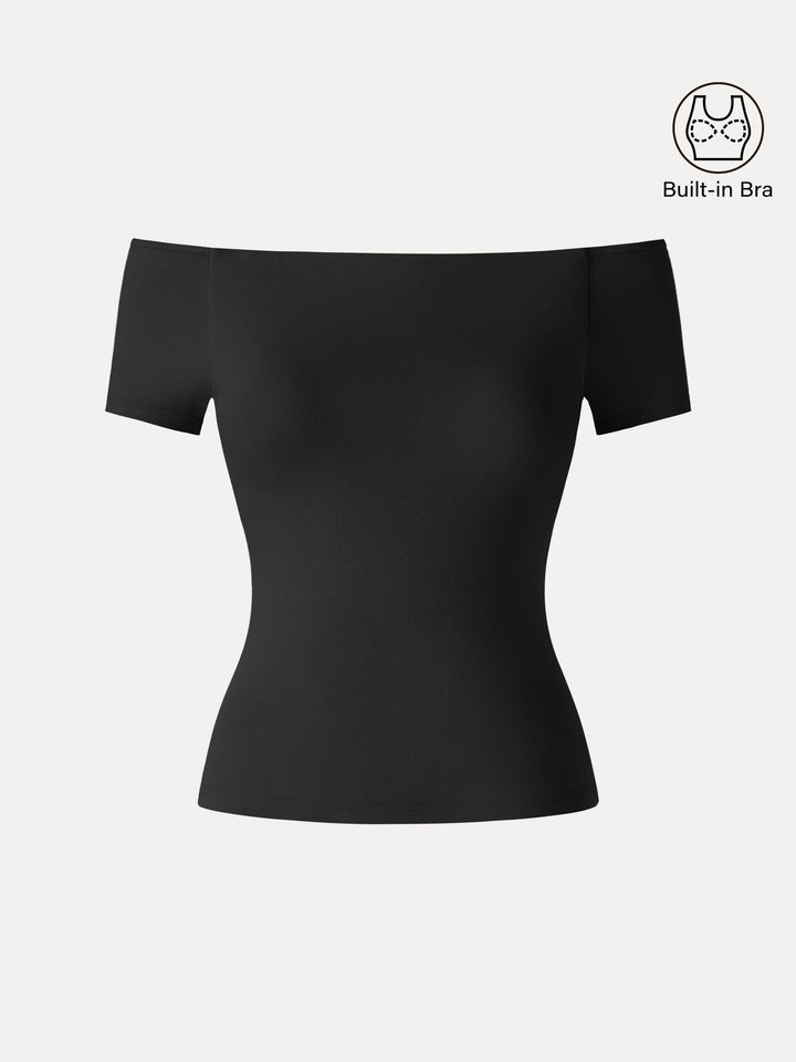 Cotton Lyocell Non-Slip Off-the-Shoulder Bra Top