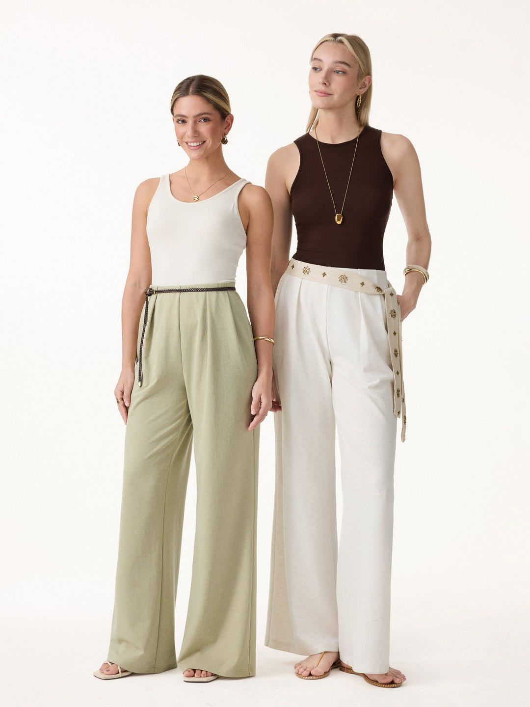 Linen-Like Wide Flare Pant with Pockets