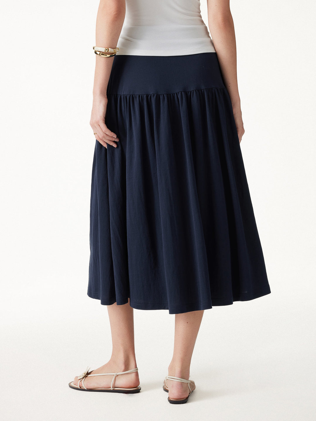 2Pcs Set Cropped Bra Top & Midi Skirt with Pockets